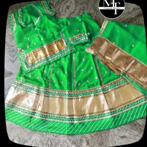 Baby Baisa Poshak in Green with Lafa Work with Satin Cloth - Stitched Poshak
