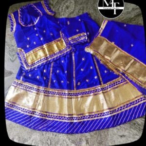 Blue Lafa Work Poshak for Baby Girl with Satin Fabric - Stitched Poshak