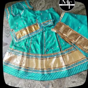 Firozi Blue Color Baby Poshak with Lafa Work - Stitched Poshak
