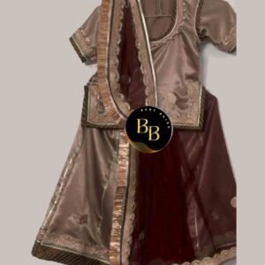 Light Brown Satin Poshak with Dark Brown Odhani