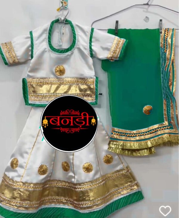 White and Green Color Rajputi Poshak for Baby Girl White and Green Color Rajputi Poshak for Baby Girl