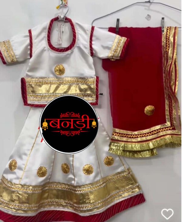 White and Maroon Color Rajputi Poshak for Baby Girl White and Maroon Color Rajputi Poshak for Baby Girl