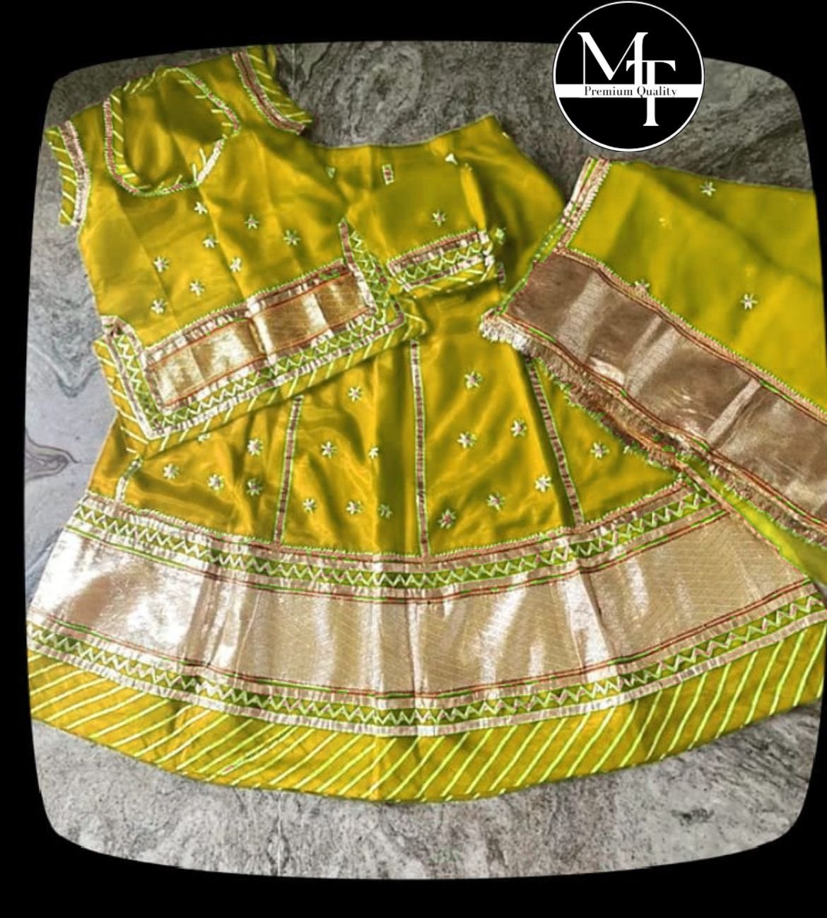 Yellow Color Baby Poshak with Lafa Patti Work with Satin Fabric - Stitched Poshak