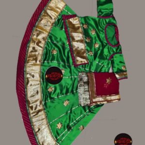 Baby Girl Poshak in Green with Maroon Magji and Odhani