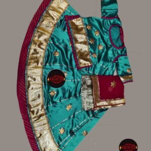 Baby Girl Poshak in Peacock Blue with Maroon Magji and Odhani