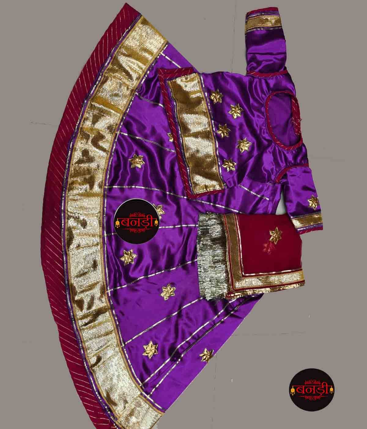 Baby Girl Poshak in Purple with Maroon Magji and Odhani