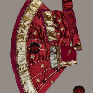 Baby Girl Poshak in Satin with Maroon Magji and Odhani