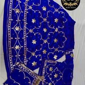 Blue Satin Poshak with Gota Patti Jaal