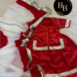 Girls Poshak in Maroon and White Colors with Stitched