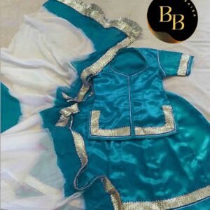 Girls Rajputi Poshak in Blue Colour with Stitching