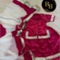Girls Stitched Poshak in Rani and White Colors