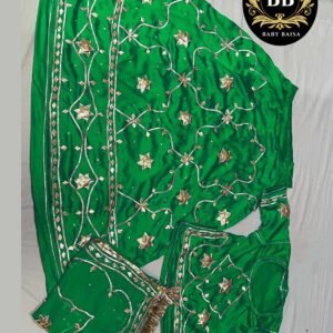 Green Satin Poshak with Gota Patti Jaal Work