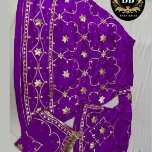 Purple Satin Poshak with Gota Patti Jaal Work