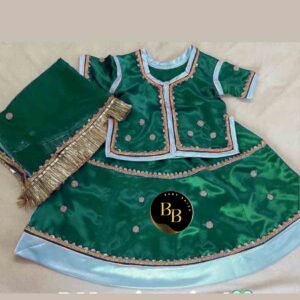 Rajputi Girls Poshak in Rama Green Colors with Stitched