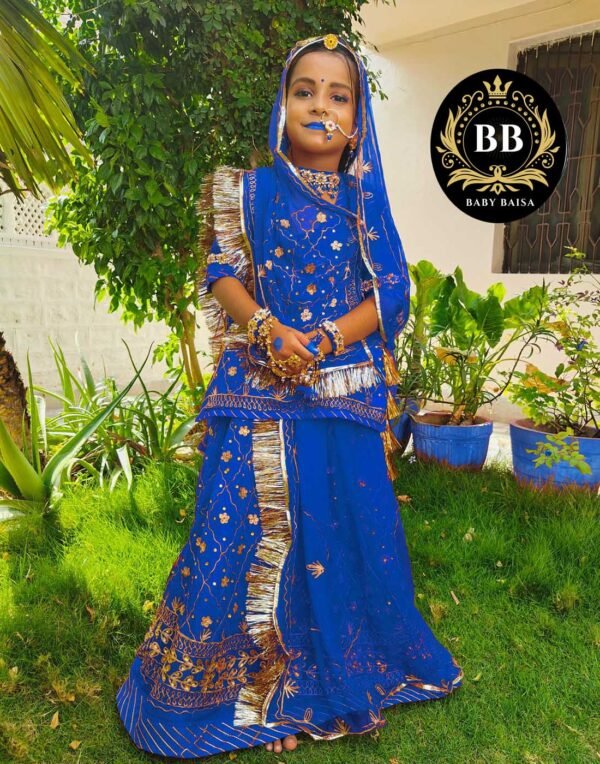 Rajputi Poshak for Girls in Blue Color Rajputi Poshak for Girls in Blue Color