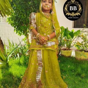 Rajputi Poshak for Girls in Light Green Color