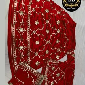 Red Satin Poshak with Gota Patti Jaal Work