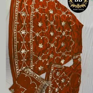 Rust Satin Poshak with Gota Patti Jaal Work