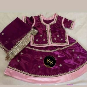 Stitched Poshak in Rani and Pink Color For Baby Girls