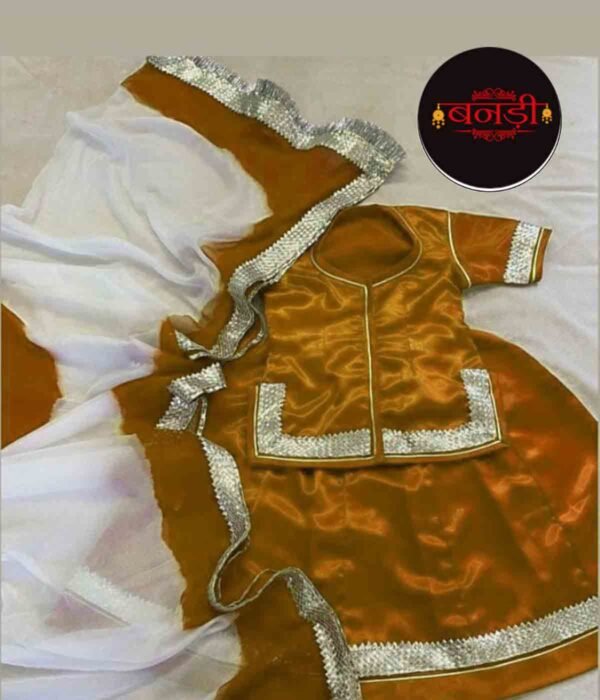 Stitched Rajputi Poshak with Golden and White Color For Baby Stitched Rajputi Poshak with Golden and White Color For Baby