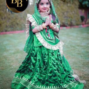 Kids Rajputi Poshak in Green Color with Satin Fabric