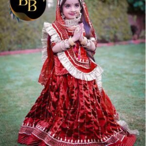Kids Rajputi Poshak in Red Color with Satin Fabric