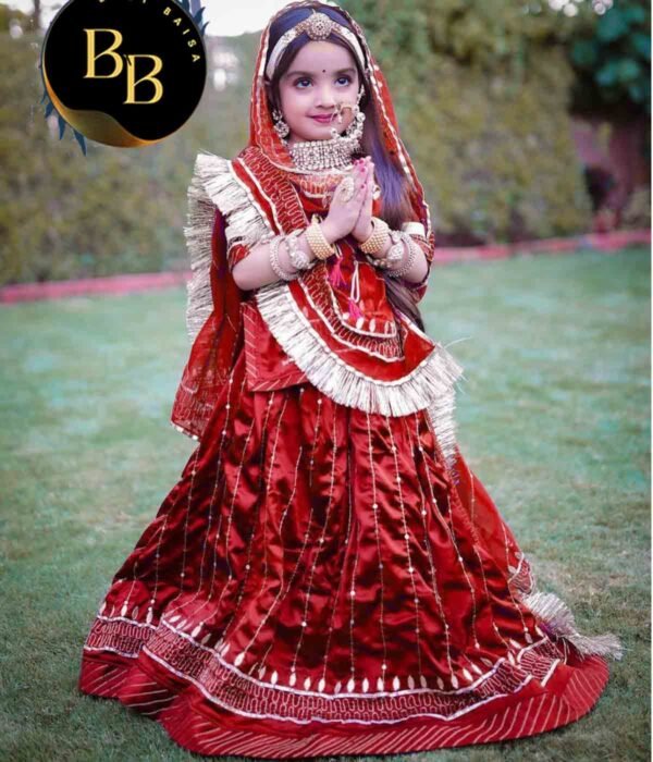 Kids Rajputi Poshak in Red Color with Satin Fabric Kids Rajputi Poshak in Red Color with Satin Fabric