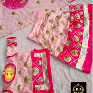 Pink and Rani Shaded Girls Poshak with Gota-Patti Work (3-12 Year)- Stitched