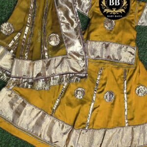 Baby Poshak in Light Brown with Silver Gota Lace Work