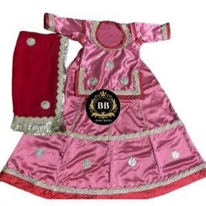 Baby Poshak in Pink with Silver Gota Lace Work