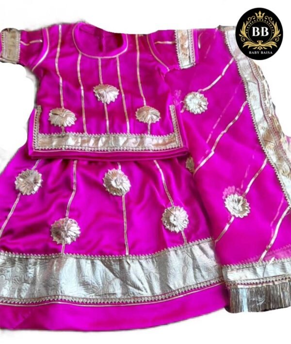 Baby Poshak in Pink with Silver Gota Lace Work Baby Poshak in Pink with Silver Gota Lace Work