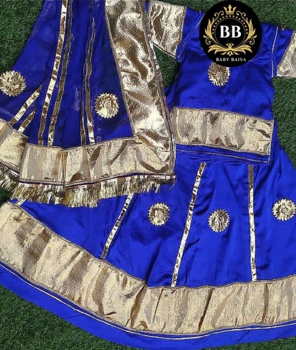 Baby Poshak in Royal Blue with Silver Gota Lace Work Baby Poshak in Royal Blue with Silver Gota Lace Work
