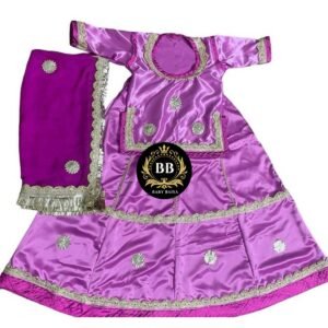 Girl Rajasthani Poshak in Dark Purple Color with Lace Work