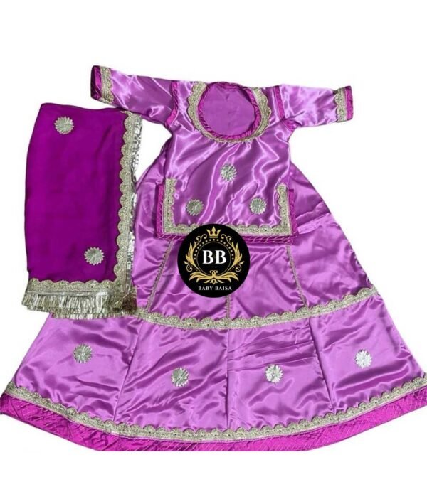 Girl Rajasthani Poshak in Dark Purple Color with Lace Work Girl Rajasthani Poshak in Dark Purple Color with Lace Work