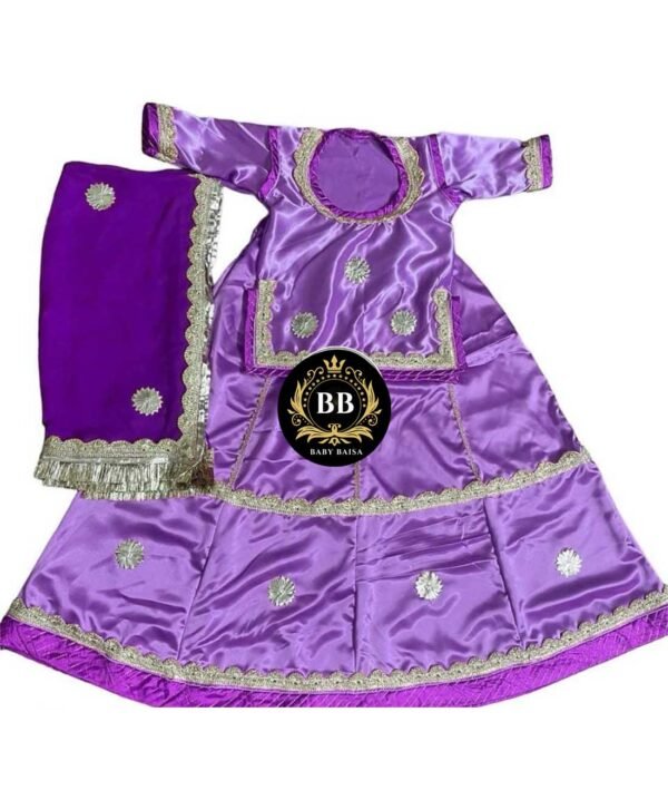 Girl Rajasthani Poshak in Lavender Color with Lace Work