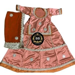 Girl Rajasthani Poshak in Light Brown Color with Lace Work