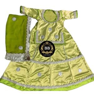Girl Rajasthani Poshak in Mehandi Green Color with Lace Work