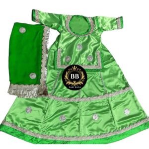 Girl Rajasthani Poshak in Popati Green Color with Lace Work