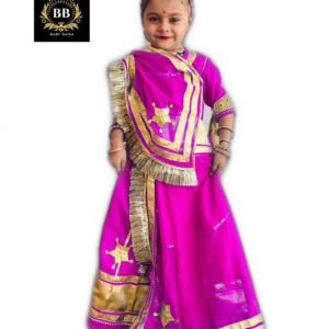 Girls Pink Baby Rajputi Poshak for 5-12 Years with Stitched