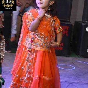 Girls Rajputi Poshak in Orange Color with Gotapatti Work