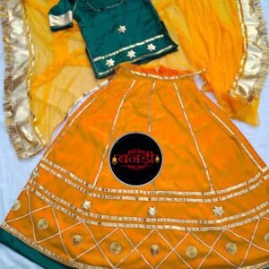 Multicolor Girls Rajasthani Poshak with Yellow Lehenga and Odhani