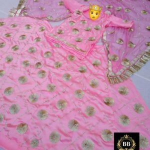 Pink Rajputi Lehenga Choli for Kids Girls with Stitched