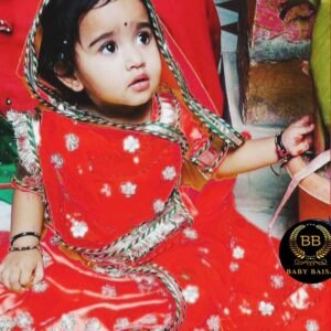 Rajputi Poshak for 3 Years Old Baby Girl (3 to 10) in Red Color