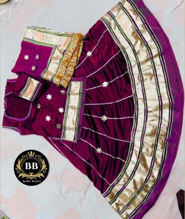 Kids Poshak in Rani Color with Lace Work Kids Poshak in Rani Color with Lace Work