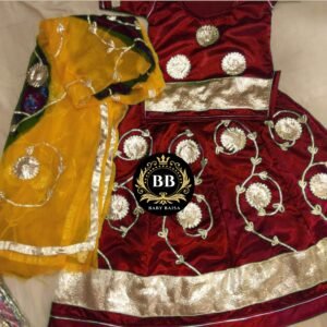 Maroon Color Bachcho ki Poshak Yellow Odhani ke Sath