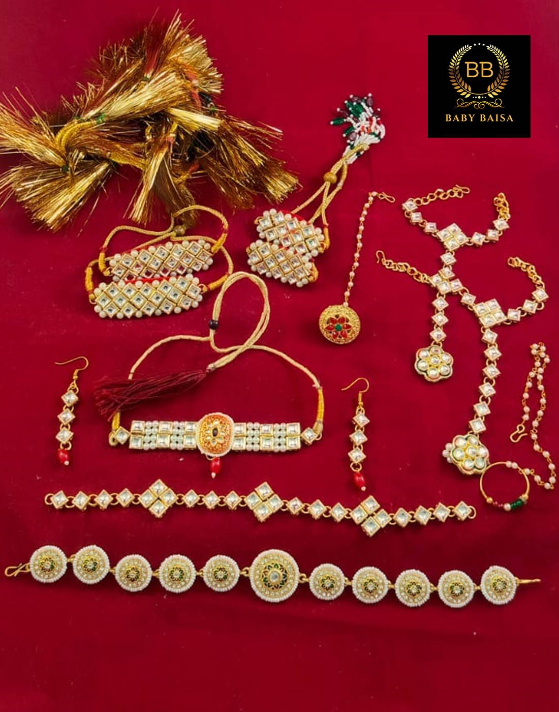 Red Color Rajputi Jewelry Set for Young Girls at 3 to 12 Years