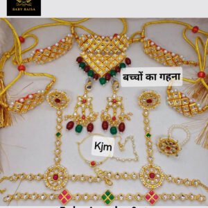 Rajasthani Kids Jewellery Set in Multicolor, with “V” Shape Aad