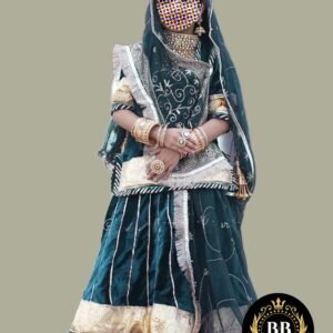 Girls Rajputi Poshak in Peacock Blue by Baby Baisa