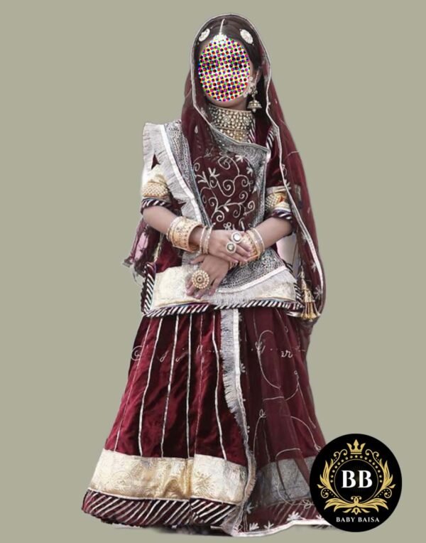 Girls Rajputi Poshak in Maroon Color by Baby Baisa Girls Rajputi Poshak in Maroon Color by Baby Baisa