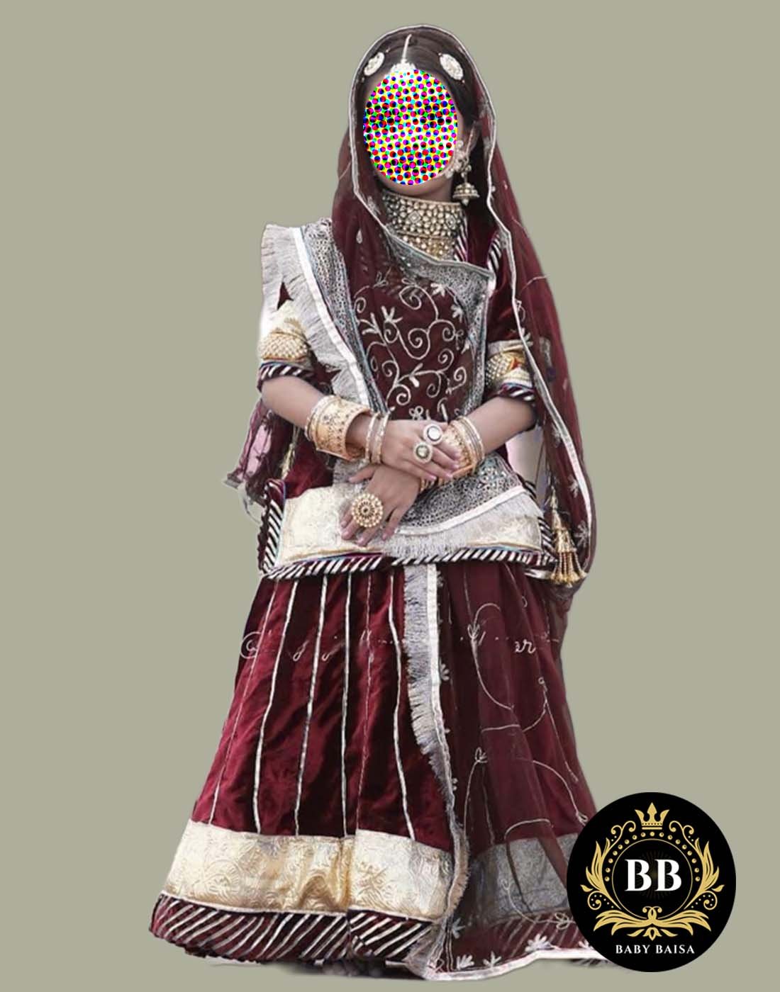 Girls Rajputi Poshak in Maroon Color by Baby Baisa